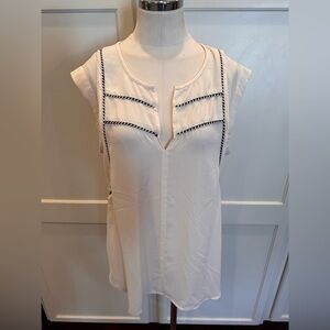 Jcrew Sleeveless White Top with Black Trim